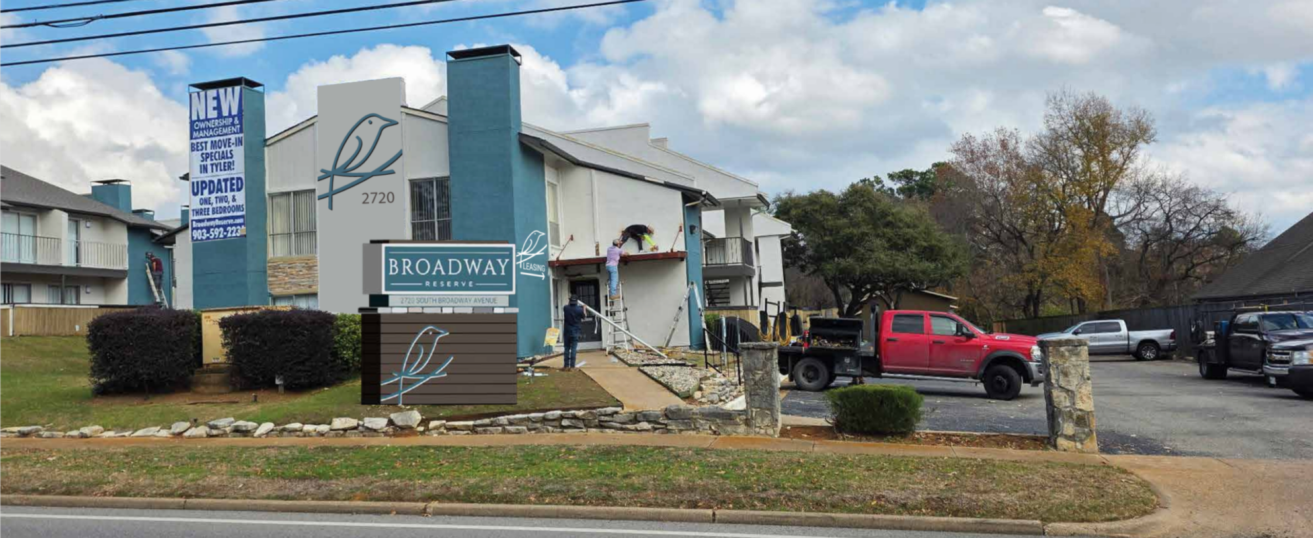 Broadway apartment complex under exterior renovation